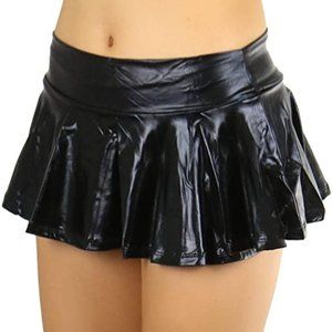 Darque Wet Look Pleated Mini SIze S (NEW NO TAG)